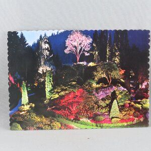 Vintage Postcard - Butchart Gardens Sunken Garden at Night - Peacock Postcards